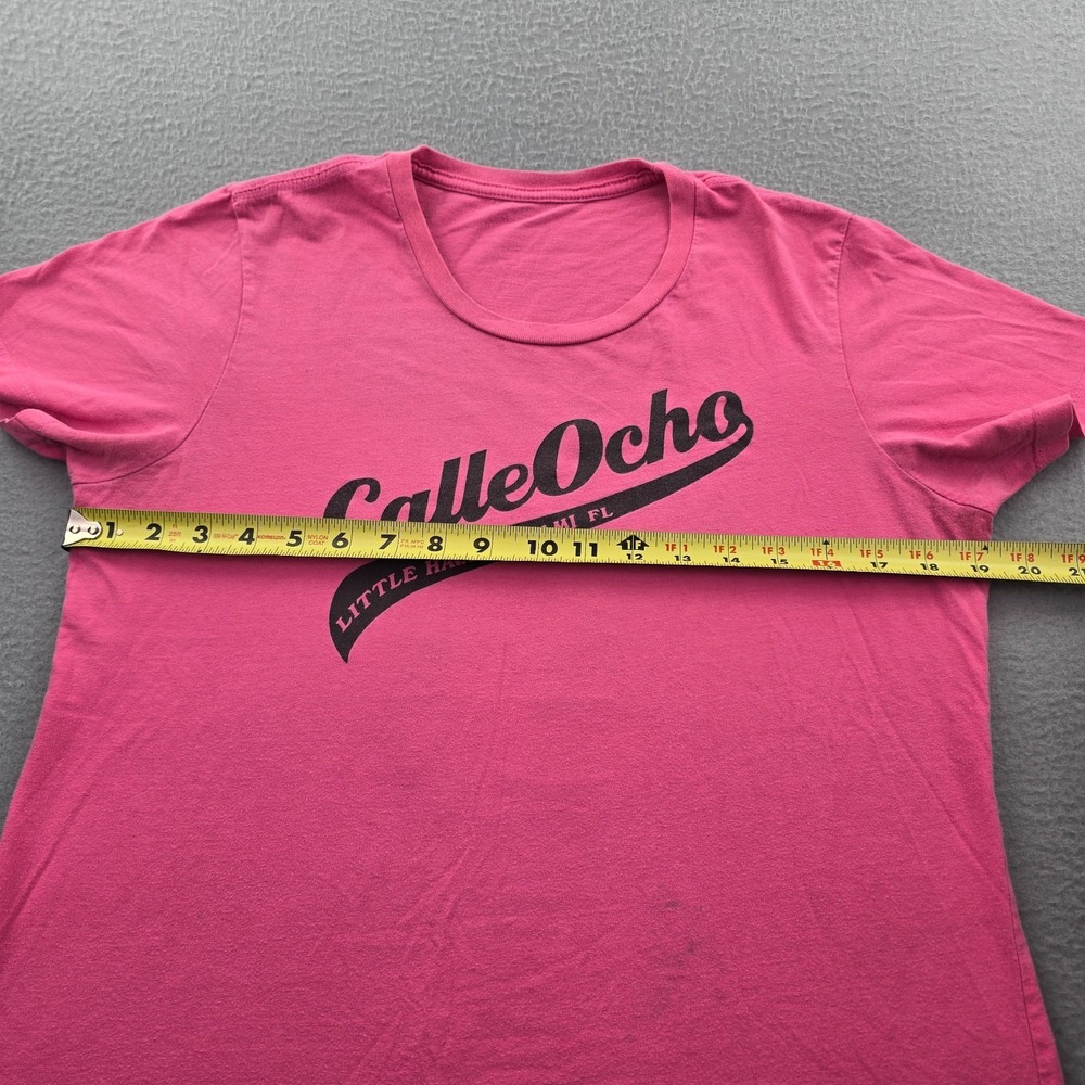 Women T-Shirt Pink Calle Ocho Little Havana, Miami FL Graphic Print Short Sleeve - Picture 4 of 9